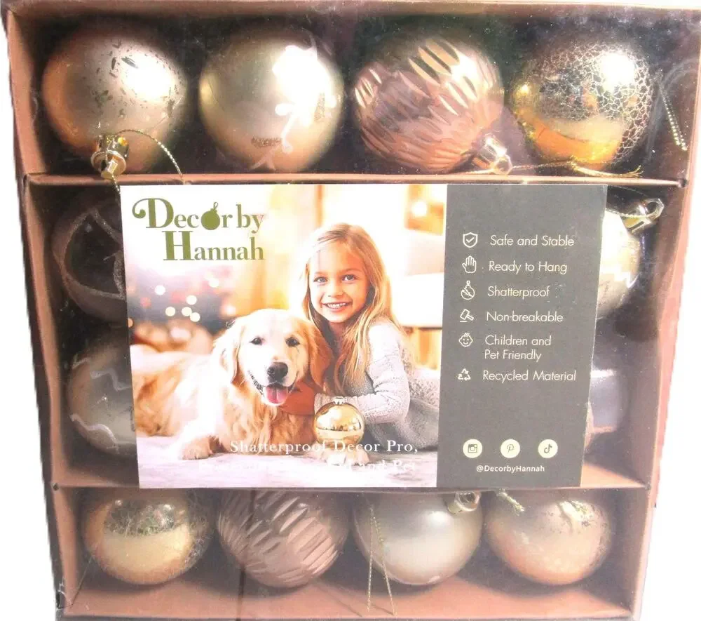 Decor by Hannah 21ct Christmas Ornaments Gold Silver Bronze Textured 40–60mm